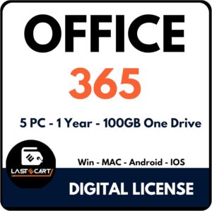 office 365 professional plus – 5 devices pc/mac/mobile 1 year subscription with 100gb onedrive storage – new private account