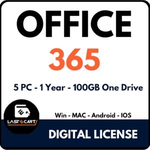 office 365 professional plus – 5 devices pc/mac/mobile 1 year subscription with 100gb onedrive storage – new private account
